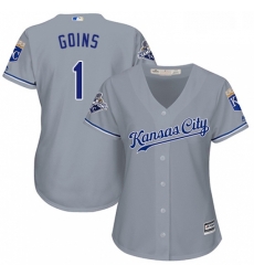 Womens Majestic Kansas City Royals 1 Ryan Goins Authentic Grey Road Cool Base MLB Jersey Womens Majestic Kansas City Royals 1 Ryan Goins Authentic Grey Road Cool Base MLB Jersey