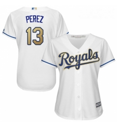 Womens Majestic Kansas City Royals 13 Salvador Perez Replica White Home Cool Base MLB Jersey Womens Majestic Kansas City Royals 13 Salvador Perez Replica White Home Cool Base MLB Jersey