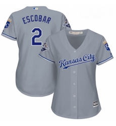 Womens Majestic Kansas City Royals 2 Alcides Escobar Authentic Grey Road Cool Base MLB Jersey Womens Majestic Kansas City Royals 2 Alcides Escobar Authentic Grey Road Cool Base MLB Jersey