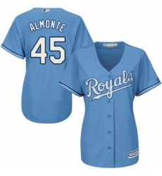 Womens Majestic Kansas City Royals 45 Abraham Almonte Authentic Light Blue Alternate 1 Cool Base MLB Jersey Womens Majestic Kansas City Royals 45 Abraham Almonte Authentic Light Blue Alternate 1 Cool Base MLB Jersey
