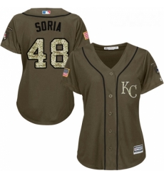Womens Majestic Kansas City Royals 48 Joakim Soria Authentic Green Salute to Service MLB Jersey Womens Majestic Kansas City Royals 48 Joakim Soria Authentic Green Salute to Service MLB Jersey