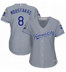 Womens Majestic Kansas City Royals 8 Mike Moustakas Replica Grey Road Cool Base MLB Jersey Womens Majestic Kansas City Royals 8 Mike Moustakas Replica Grey Road Cool Base MLB Jersey