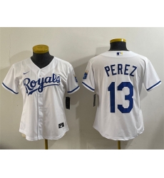 Youth Kansas City Royals 13 Salvador Perez White Cool Base Stitched Baseball Jersey Youth Kansas City Royals 13 Salvador Perez White Cool Base Stitched Baseball Jersey