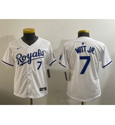 Youth Kansas City Royals 7 Bobby Witt Jr White 2024 Home Limited Stitched Baseball Jersey Youth Kansas City Royals 7 Bobby Witt Jr White 2024 Home Limited Stitched Baseball Jersey