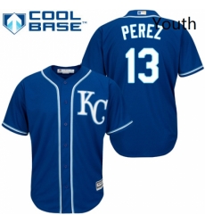 Youth Majestic Kansas City Royals 13 Salvador Perez Replica Blue Cool Base MLB Jersey Youth Majestic Kansas City Royals 13 Salvador Perez Replica Blue Cool Base MLB Jersey