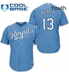 Youth Majestic Kansas City Royals 13 Salvador Perez Replica Light Blue Alternate 1 Cool Base MLB Jersey Youth Majestic Kansas City Royals 13 Salvador Perez Replica Light Blue Alternate 1 Cool Base MLB Jersey