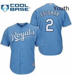Youth Majestic Kansas City Royals 2 Alcides Escobar Replica Light Blue Alternate 1 Cool Base MLB Jersey Youth Majestic Kansas City Royals 2 Alcides Escobar Replica Light Blue Alternate 1 Cool Base MLB Jersey