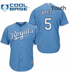 Youth Majestic Kansas City Royals 5 George Brett Authentic Light Blue Alternate 1 Cool Base MLB Jersey Youth Majestic Kansas City Royals 5 George Brett Authentic Light Blue Alternate 1 Cool Base MLB Jersey
