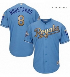 Youth Majestic Kansas City Royals 8 Mike Moustakas Authentic Light Blue 2015 World Series Champions Gold Program Cool Base MLB Jersey Youth Majestic Kansas City Royals 8 Mike Moustakas Authentic Light Blue 2015 World Series Champions Gold Program Cool Base MLB Jersey