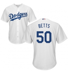 Men Dodgers #50 Mookie Betts White Cool Base Jersey Men Dodgers #50 Mookie Betts White Cool Base Jersey