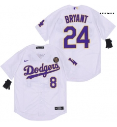 Men Dodgers Front 8 Back 24 Kobe Bryant White Purple Cool Base Stitched MLB Jersey Men Dodgers Front 8 Back 24 Kobe Bryant White Purple Cool Base Stitched MLB Jersey