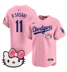 Men Los Angeles Dodgers 11 Roki Sasaki Pink 2025 Hello Kitty Vapor Limited Stitched Baseball Jersey Men Los Angeles Dodgers 11 Roki Sasaki Pink 2025 Hello Kitty Vapor Limited Stitched Baseball Jersey
