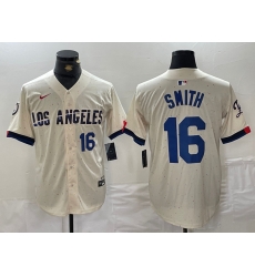 Men Los Angeles Dodgers 16 Will Smith Cream Stitched Baseball Jersey 6 Men Los Angeles Dodgers 16 Will Smith Cream Stitched Baseball Jersey 6
