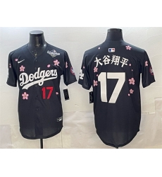 Men Los Angeles Dodgers 17 Shohei Ohtani Black 2025 World Series Patch Tokyo Series Limited Stitched Baseball Jersey