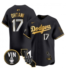 Men Los Angeles Dodgers 17 Shohei Ohtani Black Gold Vin 26 California Patch Vapor Limited Stitched Baseball Jersey Men Los Angeles Dodgers 17 Shohei Ohtani Black Gold Vin 26 California Patch Vapor Limited Stitched Baseball Jersey