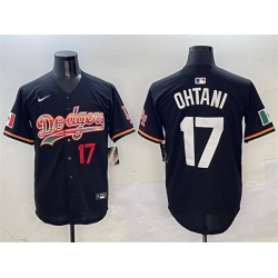 Men Los Angeles Dodgers 17 Shohei Ohtani Black Mexico Limited Stitched Baseball Jersey