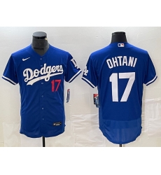 Men Los Angeles Dodgers 17 Shohei Ohtani Blue Flex Base Stitched Baseball Jersey Men Los Angeles Dodgers 17 Shohei Ohtani Blue Flex Base Stitched Baseball Jersey