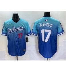 Men Los Angeles Dodgers 17  Shohei Ohtani Blue Limited Stitched Baseball Jersey