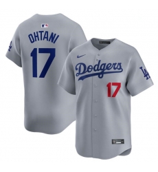 Men Los Angeles Dodgers 17 Shohei Ohtani Gray Alternate Limited Stitched Baseball Jersey Men Los Angeles Dodgers 17 Shohei Ohtani Gray Alternate Limited Stitched Baseball Jersey