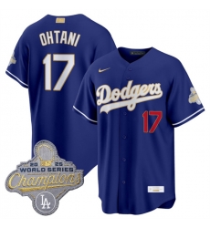Men Los Angeles Dodgers  17 Shohei Ohtani Royal 2026 Alternate Gold Collection Stadium Stitched Baseball Jersey