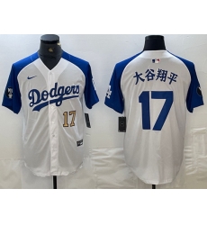 Men Los Angeles Dodgers 17 Shohei Ohtani White Blue Vin Patch Cool Base Stitched Baseball Jersey 4 Men Los Angeles Dodgers 17 Shohei Ohtani White Blue Vin Patch Cool Base Stitched Baseball Jersey 4