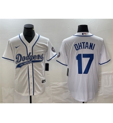Men Los Angeles Dodgers 17 Shohei Ohtani White Cool Base With Patch Stitched Baseball Jersey Men Los Angeles Dodgers 17 Shohei Ohtani White Cool Base With Patch Stitched Baseball Jersey