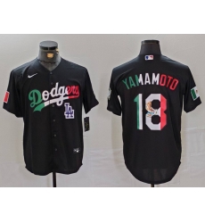 Men Los Angeles Dodgers 18 Yoshinobu Yamamoto Black Mexico Cool Base Stitched Baseball Jersey 2 Men Los Angeles Dodgers 18 Yoshinobu Yamamoto Black Mexico Cool Base Stitched Baseball Jersey 2