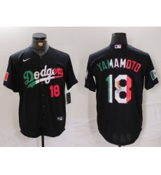 Men Los Angeles Dodgers 18 Yoshinobu Yamamoto Black Mexico Cool Base Stitched Baseball Jersey 3 Men Los Angeles Dodgers 18 Yoshinobu Yamamoto Black Mexico Cool Base Stitched Baseball Jersey 3