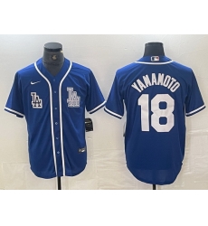 Men Los Angeles Dodgers 18 Yoshinobu Yamamoto Blue Cool Base Stitched Baseball Jersey 1 Men Los Angeles Dodgers 18 Yoshinobu Yamamoto Blue Cool Base Stitched Baseball Jersey 1