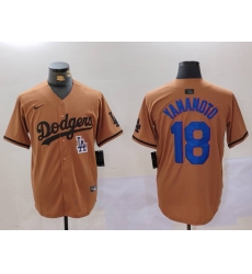 Men Los Angeles Dodgers 18 Yoshinobu Yamamoto Brown Cool Base Stitched Baseball Jersey 3 Men Los Angeles Dodgers 18 Yoshinobu Yamamoto Brown Cool Base Stitched Baseball Jersey 3