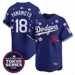 Men Los Angeles Dodgers 18 Yoshinobu Yamamoto Royal 2025 Tokyo Series Limited Stitched Baseball Jersey