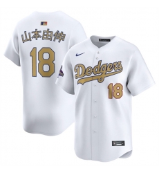 Men Los Angeles Dodgers 18 Yoshinobu Yamamoto White 2025 Gold Collection Limited Stitched Baseball Jersey