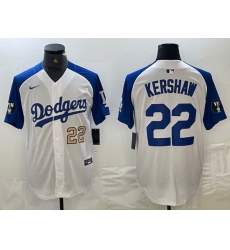 Men Los Angeles Dodgers 22 Clayton Kershaw White Blue Vin Patch Cool Base Stitched Baseball Jersey 9 Men Los Angeles Dodgers 22 Clayton Kershaw White Blue Vin Patch Cool Base Stitched Baseball Jersey 9