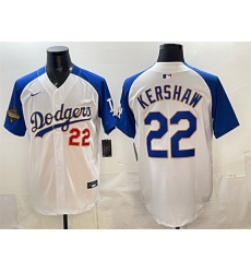 Men Los Angeles Dodgers 22 Clayton Kershaw White Royal 2025 World Series Champions Patch Limited Stitched Baseball Jersey Men Los Angeles Dodgers 22 Clayton Kershaw White Royal 2025 World Series Champions Patch Limited Stitched Baseball Jersey
