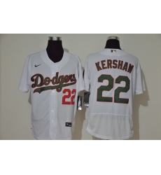 Men Los Angeles Dodgers 22 Clayton Kershaw White With Green Name Stitched MLB Flex Base Nike Jersey Men Los Angeles Dodgers 22 Clayton Kershaw White With Green Name Stitched MLB Flex Base Nike Jersey