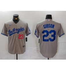Men Los Angeles Dodgers 23 Kirk Gibson Grey Cool Base Stitched Baseball Jersey 5 Men Los Angeles Dodgers 23 Kirk Gibson Grey Cool Base Stitched Baseball Jersey 5