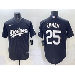 Men Los Angeles Dodgers 25 Tommy Edman Black Stitched Baseball Jersey