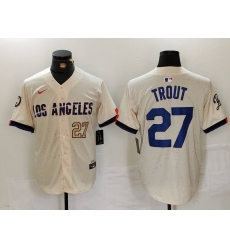 Men Los Angeles Dodgers 27 Mike Trout Cream 2024 City Connect Limited Stitched Baseball Jersey 5 Men Los Angeles Dodgers 27 Mike Trout Cream 2024 City Connect Limited Stitched Baseball Jersey 5