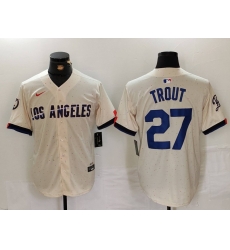 Men Los Angeles Dodgers 27 Mike Trout Cream 2024 City Connect Limited Stitched Baseball Jersey Men Los Angeles Dodgers 27 Mike Trout Cream 2024 City Connect Limited Stitched Baseball Jersey