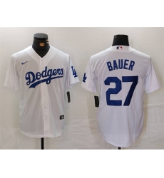 Men Los Angeles Dodgers 27 Trevor Bauer White Stitched Baseball Jersey Men Los Angeles Dodgers 27 Trevor Bauer White Stitched Baseball Jersey