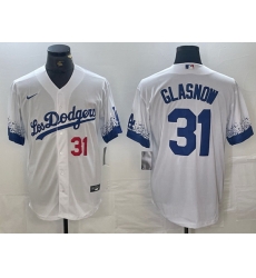 Men Los Angeles Dodgers 31 Tyler Glasnow White City Connect Cool Base Stitched Baseball Jersey 3 Men Los Angeles Dodgers 31 Tyler Glasnow White City Connect Cool Base Stitched Baseball Jersey 3