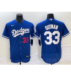 Men Los Angeles Dodgers 33 James Outman Blue Flex Base Stitched Baseball Jersey Men Los Angeles Dodgers 33 James Outman Blue Flex Base Stitched Baseball Jersey