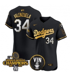 Men Los Angeles Dodgers 34 Toro Valenzuela Black Gold 2024 World Series Champions With Vin Patch Vapor Limited Stitched Baseball Jersey Men Los Angeles Dodgers 34 Toro Valenzuela Black Gold 2024 World Series Champions With Vin Patch Vapor Limited Stitched Baseball Jersey