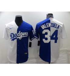 Men Los Angeles Dodgers 34 Toro Valenzuela White Blue Split Cool Base Stitched Baseball Jersey Men Los Angeles Dodgers 34 Toro Valenzuela White Blue Split Cool Base Stitched Baseball Jersey