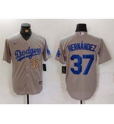 Men Los Angeles Dodgers 37 Teoscar Hernandez Grey Cool Base Stitched Baseball Jersey 3 Men Los Angeles Dodgers 37 Teoscar Hernandez Grey Cool Base Stitched Baseball Jersey 3