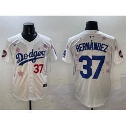 Men Los Angeles Dodgers 37 Teoscar Hernandez White 2025 Tokyo Series Limited Stitched Baseball Jersey