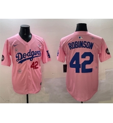 Men Los Angeles Dodgers 42 Jackie Robinson Pink 2025 Tokyo Series Limited Stitched Baseball Jersey
