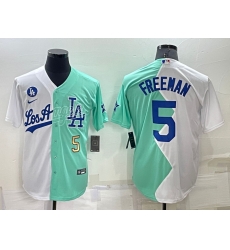 Men Los Angeles Dodgers 5 Freddie Freeman 2022 All Star White Green Cool Base Stitched Baseball Jerseys