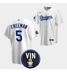 Men Los Angeles Dodgers 5 Freddie Freeman 2022 White Vin Scully Patch Cool Base Stitched Baseball Jersey Men Los Angeles Dodgers 5 Freddie Freeman 2022 White Vin Scully Patch Cool Base Stitched Baseball Jersey