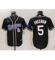 Men Los Angeles Dodgers 5 Freddie Freeman Black Cool Base With Patch Stitched Baseball Jersey 2 Men Los Angeles Dodgers 5 Freddie Freeman Black Cool Base With Patch Stitched Baseball Jersey 2
